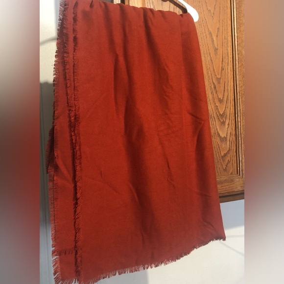 Deep Orange Blanket Scarf 34x80 Soft with Fringe edges - Picture 4 of 4